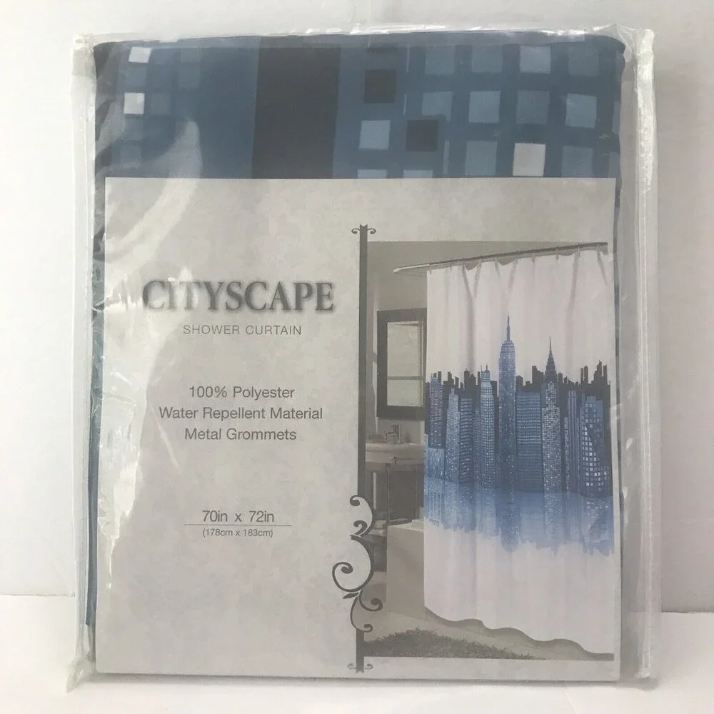 New Carnation Home Fashions Cityscape Shower Curtain Water Repellent 70